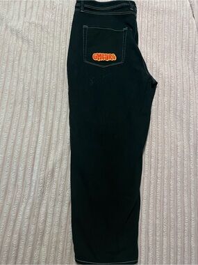 Empyre Black Cargo Pants with Orange Back Patch